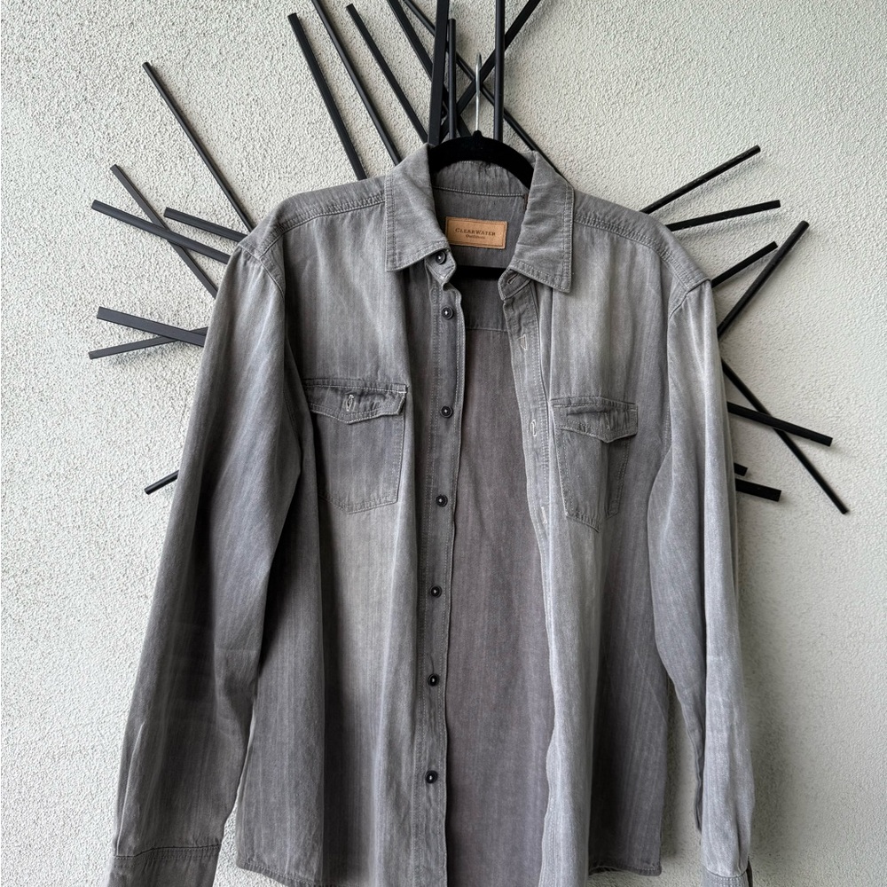 Men's Gray Casual Button Down Shirt
